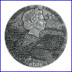 2021 Niue Genghis-Khan High Relief 2 oz Silver Antiqued $5 Coin GEM BU