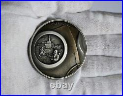 2021 Niue Human Tragedies CHERNOBYL Antique Glow-In-The-Dark 2 Oz Silver Coin