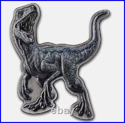 2021 Niue Jurassic World Blue The Velociraptor 2 oz Silver Antiqued Coin