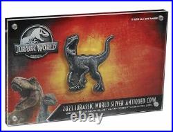 2021 Niue Jurassic World Blue The Velociraptor 2 oz Silver Coin 600 Mintage