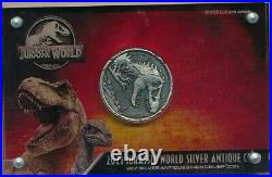 2021 Niue Jurassic World Silver 2 Oz 999 Antiqued Hr Coin-only 500 Made-ogp
