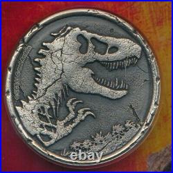 2021 Niue Jurassic World Silver 2 Oz 999 Antiqued Hr Coin-only 500 Made-ogp