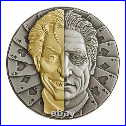 2021 Niue Two Face Mask Antiqued Gilded 2 oz. 999 Silver Coin Lithuanian Mint
