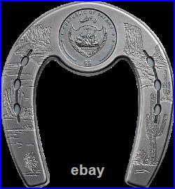 2021 Palau $5 Lucky Horseshoe Shaped 1 oz. 999 Silver Antiqued Coin 2,500 Made