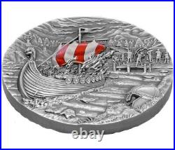 2021 Palau Rites of Passage & Afterlife The Vikings 2oz Silver Antique Coin