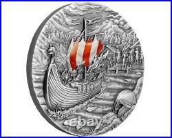 2021 Palau Rites of Passage and Afterlife Vikings 2oz Silver Antique Coin