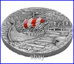 2021 Palau Rites of Passage and Afterlife Vikings 2oz Silver Antique Coin