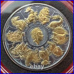 2021 Queen's Beast Collection 2 Oz. 9999 Silver Coin Antiqued with 24K Gold by SFS