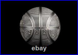2021 Samoa $5 Basketball 1oz Antiqued Silver (Sperical Coin)