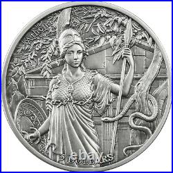2021 Samoa Athena VS Aries 5 Dollars Coin Antique Finish with Crystal inlay
