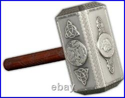 2021 Solomon Islands MJÖLNIR Thor's Hammer 500 g Silver Antiqued $10 Coin