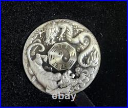 2021 Tuvalu 2 OZ Antiqued Silver DRAGON & TIGER, 9999 Bullion Coins #153