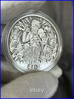 2021 Tuvalu Gods Of Olympus Poseidon 1 oz Silver Antiqued Coin