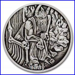 2021 Tuvalu Gods of Olympus Hades 1oz Silver Antiqued Coin NGC MS 70