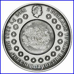 2021 Tuvalu Tears of the Moon 2 oz Silver Antiqued $2 Coin GEM BU PRESALE