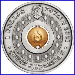 2021 Tuvalu Year of the Ox Antiqued Rotating Charm Coin