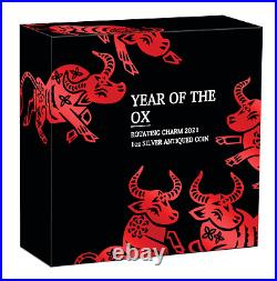 2021 Tuvalu Year of the Ox Antiqued Rotating Charm Coin