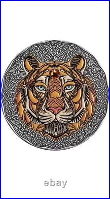 2022 1/2 Troy Oz Silver $5 Niue Mandala Collection TIGER Antique Finish Coin