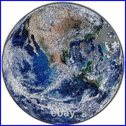 2022 1 oz Antique Colorized Republic of Chad Silver Earth Puzzle Coin (Box, CoA)