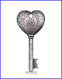 2022 1 oz Antique Cook Islands Silver Key To My Heart Coin (Ultra High Relief)