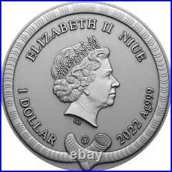 2022 1 oz Antique Niue Silver Monkey Girl Coin (Box, CoA)