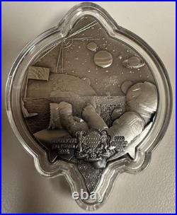 2022 1 oz Silver BITCOIN ROCKET Coin Antiqued High Relief. 999 Fine 5000 Mintage