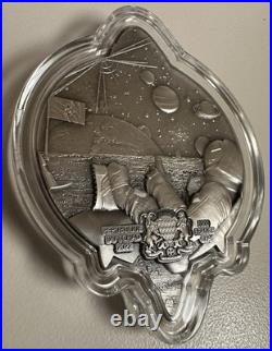 2022 1 oz Silver BITCOIN ROCKET Coin Antiqued High Relief. 999 Fine 5000 Mintage