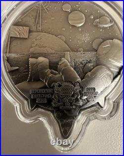 2022 1 oz Silver BITCOIN ROCKET Coin Antiqued High Relief. 999 Fine 5000 Mintage