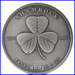 2022 1oz Niue Shamrock Antique Finish Silver Coin