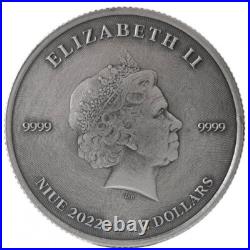 2022 1oz Niue Shamrock Antique Finish Silver Coin