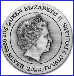 2022 $2 Tuvalu WHITE TIGER Rimless Antique Finish 2oz Silver Coin #036 2022 $2 Tuvalu WHITE TIGER Rimless Antique Finish 2oz Silver Coin #036