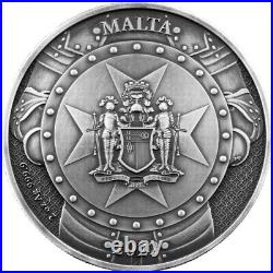 2022 2 oz Antique Malta Silver Knights of the Past Coin (Box + CoA)