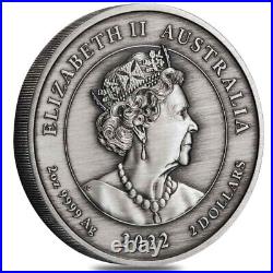 2022 2 oz Black Swan Maali Antiqued Colorized Silver Coin Australian Perth Mint