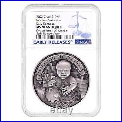 2022 2 oz Silver Inflation Protection High Relief NGC MS 70 ER One of First 100
