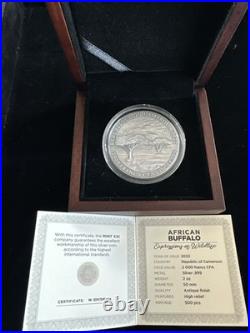 2022 2oz. 999 Silver Cameroon African Buffalo Expressions of Wildlife-500 Minted