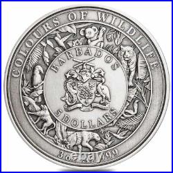 2022 3 oz Silver Australian Koala Colors of Wildlife Coin Barbados. 999 Fine