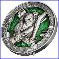 2022 3 oz Silver Australian Koala Colors of Wildlife Coin Barbados. 999 Fine