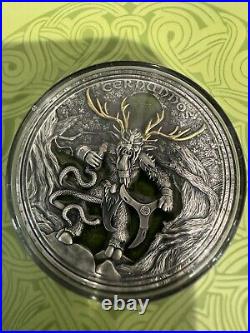 2022 $5 Niue Horned God CERNUNNOS Antique Finish 2 Oz Silver Coin COA