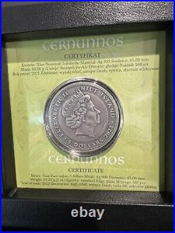 2022 $5 Niue Horned God CERNUNNOS Antique Finish 2 Oz Silver Coin COA