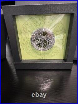 2022 $5 Niue Horned God CERNUNNOS Antique Finish 2 Oz Silver Coin COA