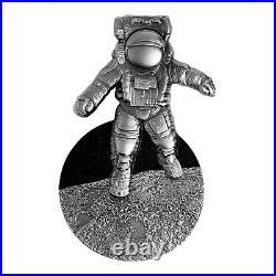 2022 Astronaut on the Moon 2 ounce Antique and Blackened Proof Chad coin OGP