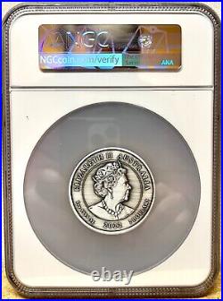 2022 Australia $2 Black Swan Maali 2 oz Silver Coin NGC MS 70 Antiqued