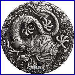 2022 Australia Chinese Myths and Legends Dragon 2 oz. 9999 Silver Antiqued