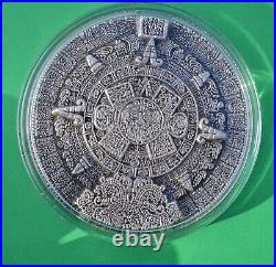2022 Aztec Sun Stone Calendar 2 oz Silver Ultra High Relief Stacker