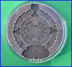 2022 Aztec Sun Stone Calendar 2 oz Silver Ultra High Relief Stacker