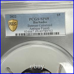 2022 Barbados $5 Batman 5oz. 999 Silver Coin Antique Finish PCGS SP69 Box & COA