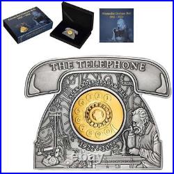 2022 Barbados Alexander Graham Bell The Telephone 3oz Silver Antique Finish Coin