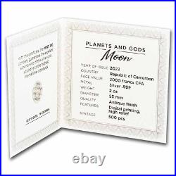 2022 Cameroon 2 oz Antique Silver Planets and Gods Moon SKU#255706