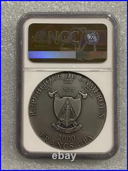 2022 Cameroon Seven Gods of Fortune 2 oz Silver Colorized Antique Coin MS 70