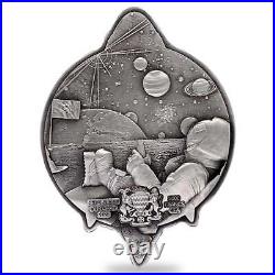 2022 Chad 1 oz. 999 Fine Silver Bitcoin Rocket Shaped High Relief Coin Antiqued